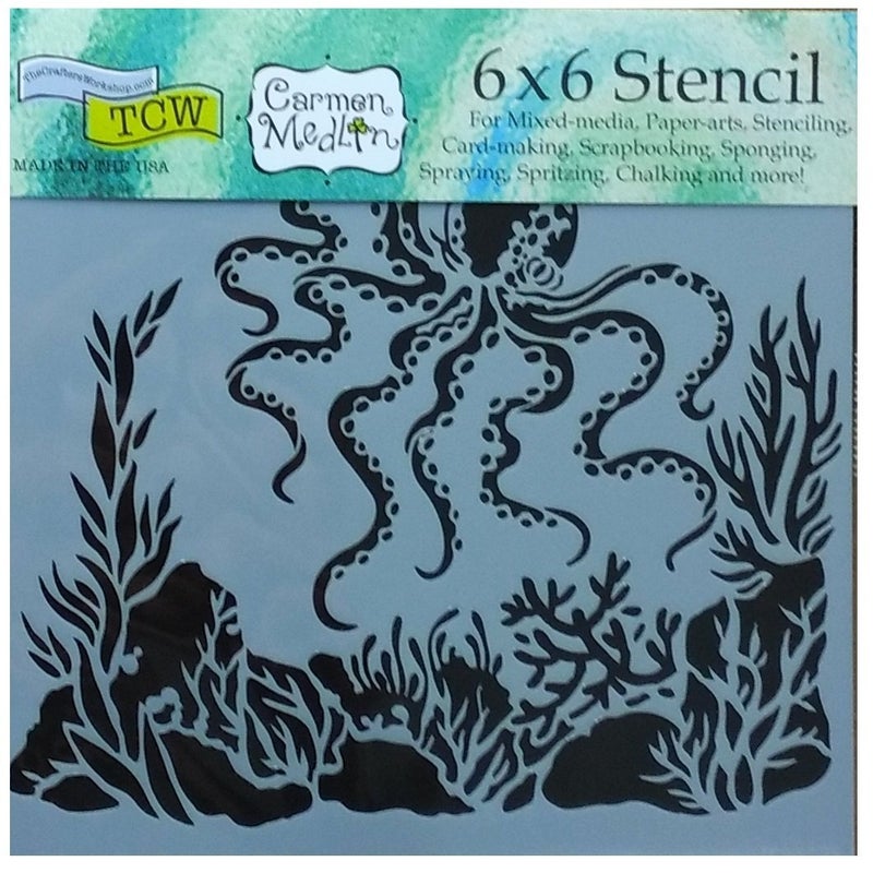 The Crafter's Workshop 3 Crafters Workshop Mixed Media Stencils Set| for Arts, Card Making, Journaling, Scrapbooking | 6 Inch x 6 Inch Templates | Sea Creatures, Octopus, Sea Turtles - Image 3
